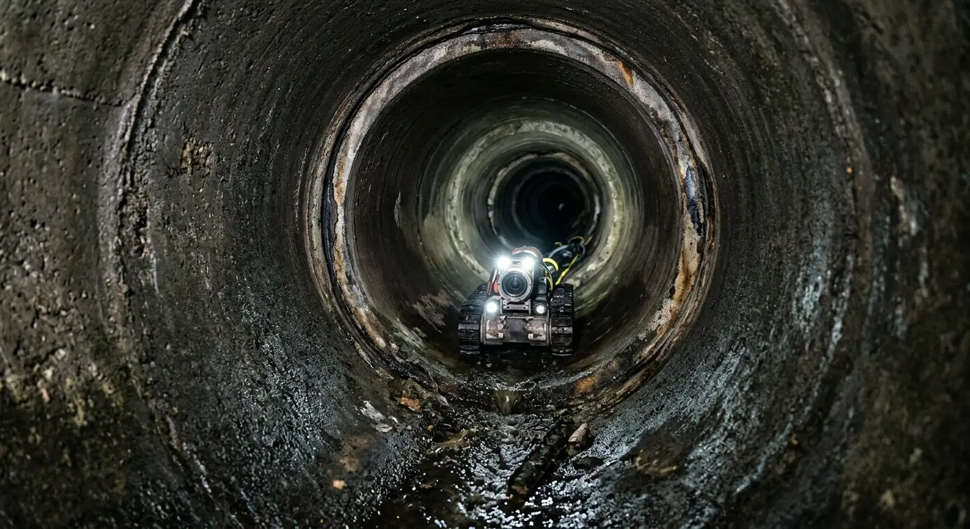 Robotic sewer camera inspecting pipe interior for Sewer Line Repair in Lindstrom